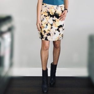 J. Crew Watercolor Print Pencil Skirt